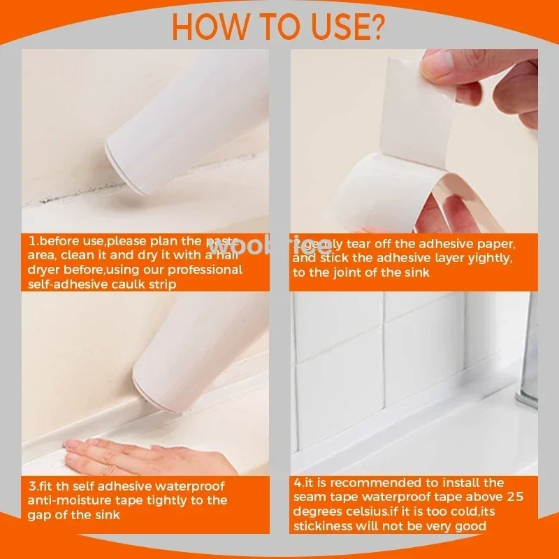1 Rolle PVC-Dichtungsstreifenband für Badezimmer, Bad, Toilette – Bild 5