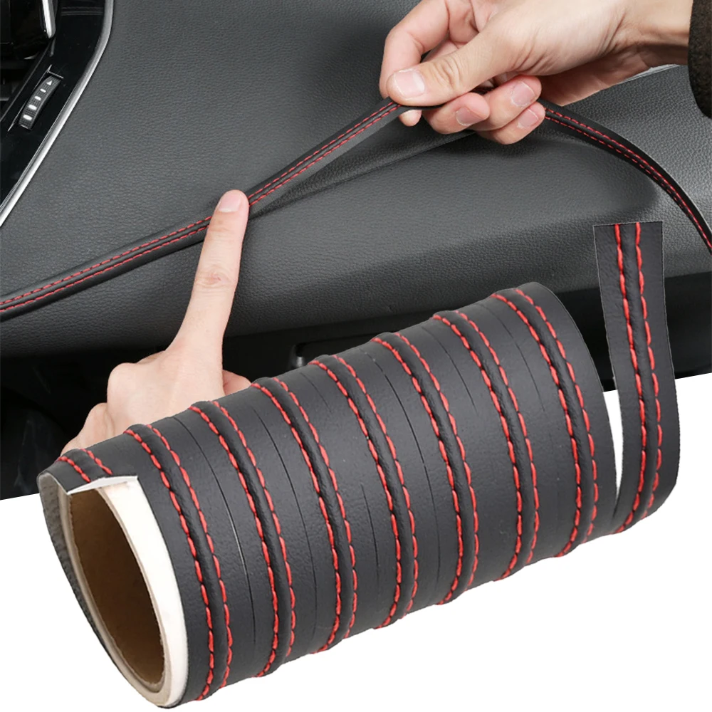 Universal Auto Leisten Trim Pu Leder DIY Geflecht Dekorative Linie Streifen Für Tür Dashboard Aufkleber Auto