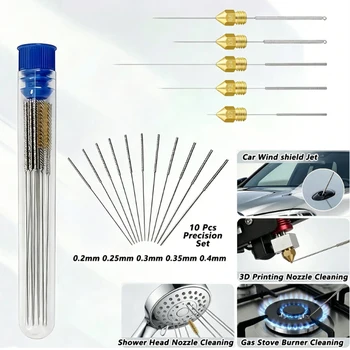 Auto-Windschutzscheiben-Düsenreinigungsset aus Edelstahl für 3D-Druckerdüsen, Gasherde, Duschköpfe (10 Stück)