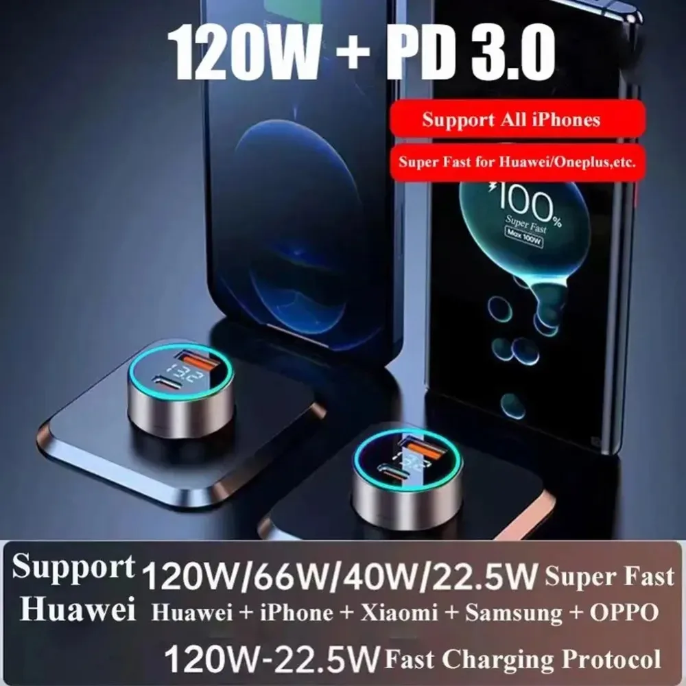 2-Port-Superfast-USB-Autoladegerät 120W Schnellladegerät geeignet – Bild 2