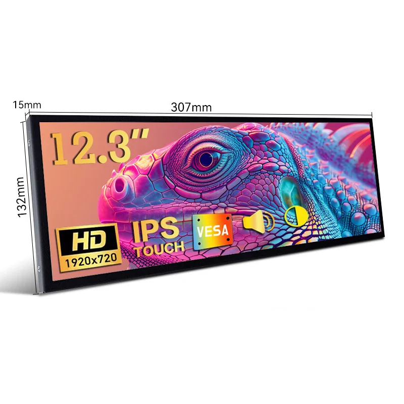 12,3-Zoll-Touchscreen-Monitor mit HDMI und Typ C, 1920 x 720 IPS-Display, LCD-Balk comput