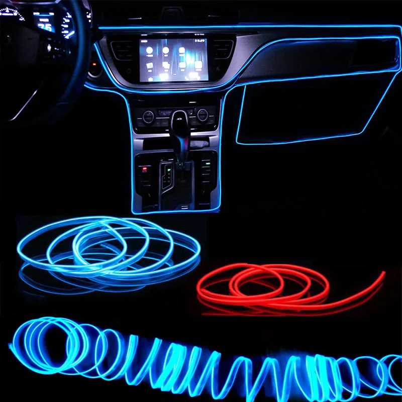 1M/3M/5M Auto Innen Led Dekorative Lampe EL Verdrahtung Neon Streifen Für Auto DIY flexible Umgebungs Licht