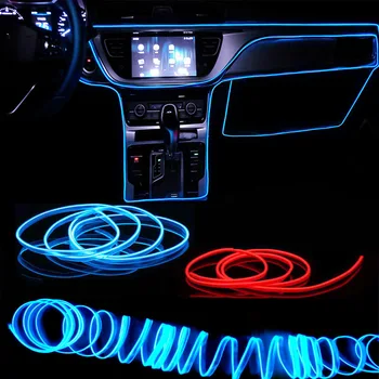 1M/3M/5M Auto Innen Led Dekorative Lampe EL Verdrahtung Neon Streifen Für Auto DIY flexible Umgebungs Licht