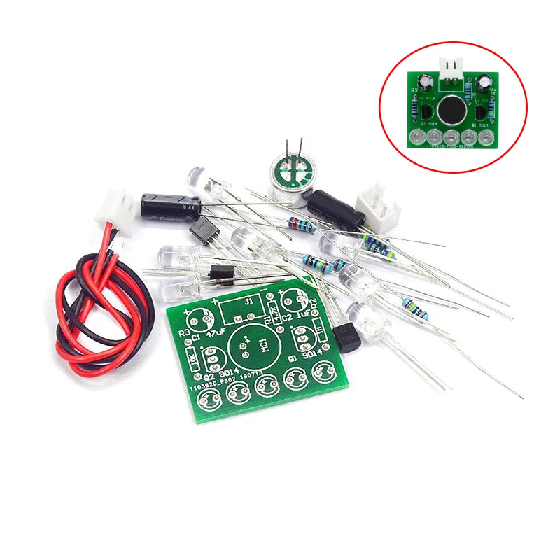 Elektronisches lustiges Kit, Sprachsteuerung, Melodie-Lampe, LED-Melodie-Licht, DIY-Produktionssuite, Lernen