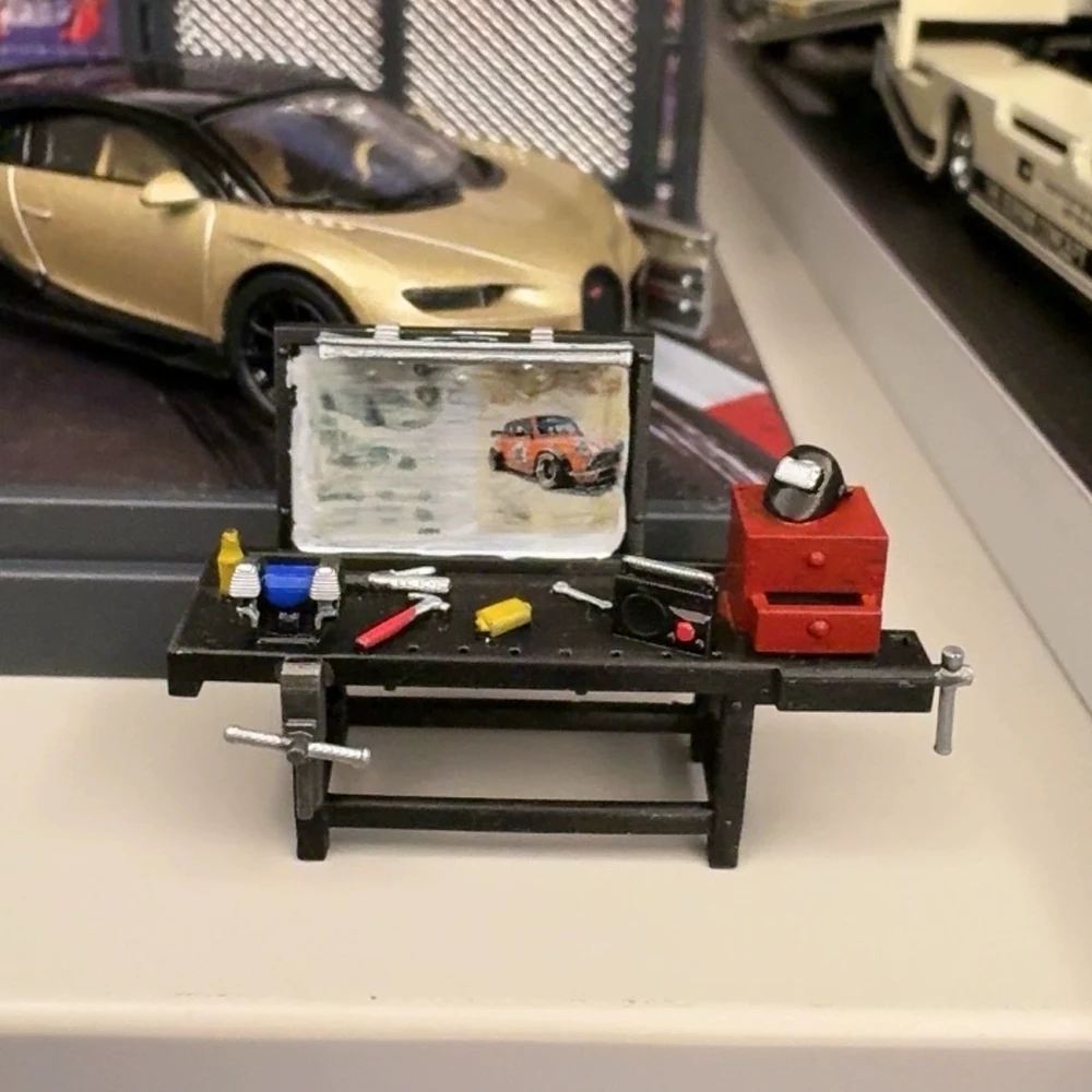 1/64 Diorama Auto-Modell Reparatur-Werkbank Modell-Werkstattszene – Bild 2