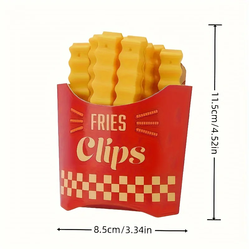 Pommes-Frites-förmige Dichtungsclips - zum Versiegeln von Snacks, Lebensmittelklammern (12 Stück)