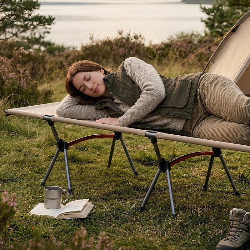 WESTTUNE Campingbett, tragbares Klappbett, ultraleichtes Schlafbett – Bild 6
