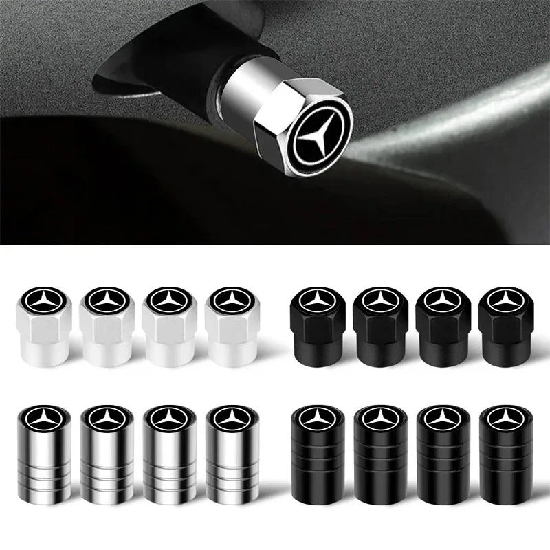 4er-Set Stylingschutzkappen für Reifenventile - Staubschutz für Mercedes-Benz W210, W176, AMG, CLS, CLE, CLA