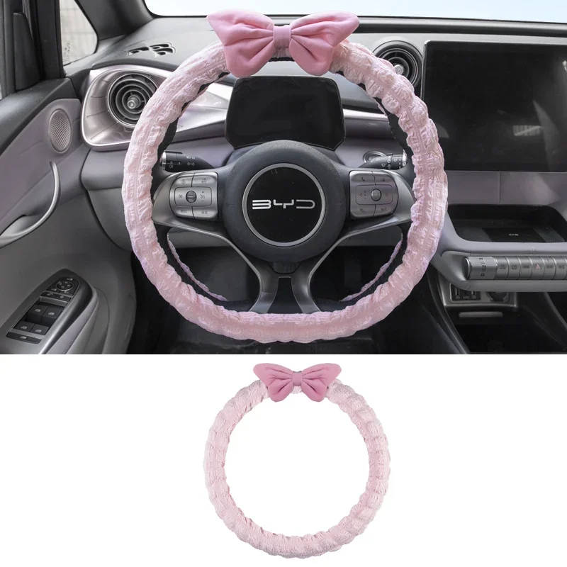 Auto Lenkrad Abdeckung Neue WInter Warme Weiche Plüsch Cartoon Auto bowknot Innen Zubehör 38 cm Griff