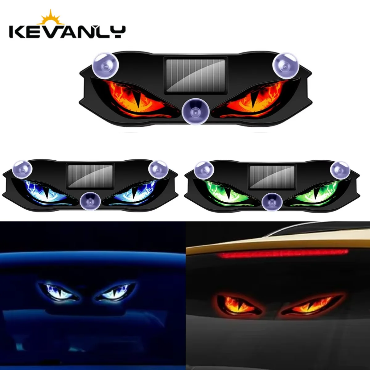 KEVANLY Solarbetriebene Auto-Dämonenaugenleuchte Coole Blinkende Warnleuchte Dynamische