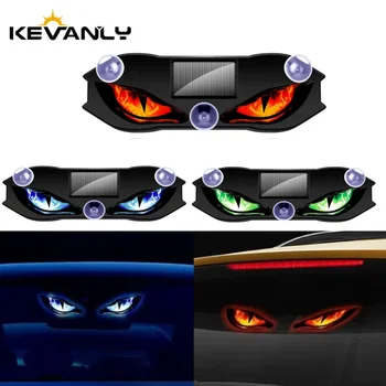 KEVANLY Solarbetriebene Auto-Dämonenaugenleuchte Coole Blinkende Warnleuchte Dynamische