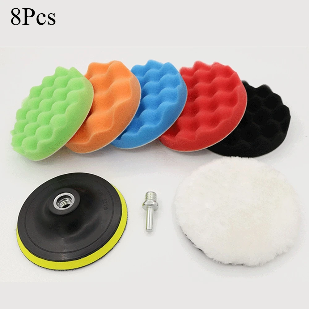 3-7 Zoll Polierpad-Set mit Gewinde für Auto-Reparatur, Polierpad-Kit für Autopolierer + Bohradapter (8 Stück)