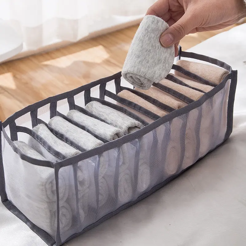 11-fach faltbare Unterwäsche-Aufbewahrungsbox für zu Hause, Nylon-Organisation, Schlafsaal-Aufbewahrung, BH