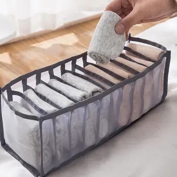 11-fach faltbare Unterwäsche-Aufbewahrungsbox für zu Hause, Nylon-Organisation, Schlafsaal-Aufbewahrung, BH