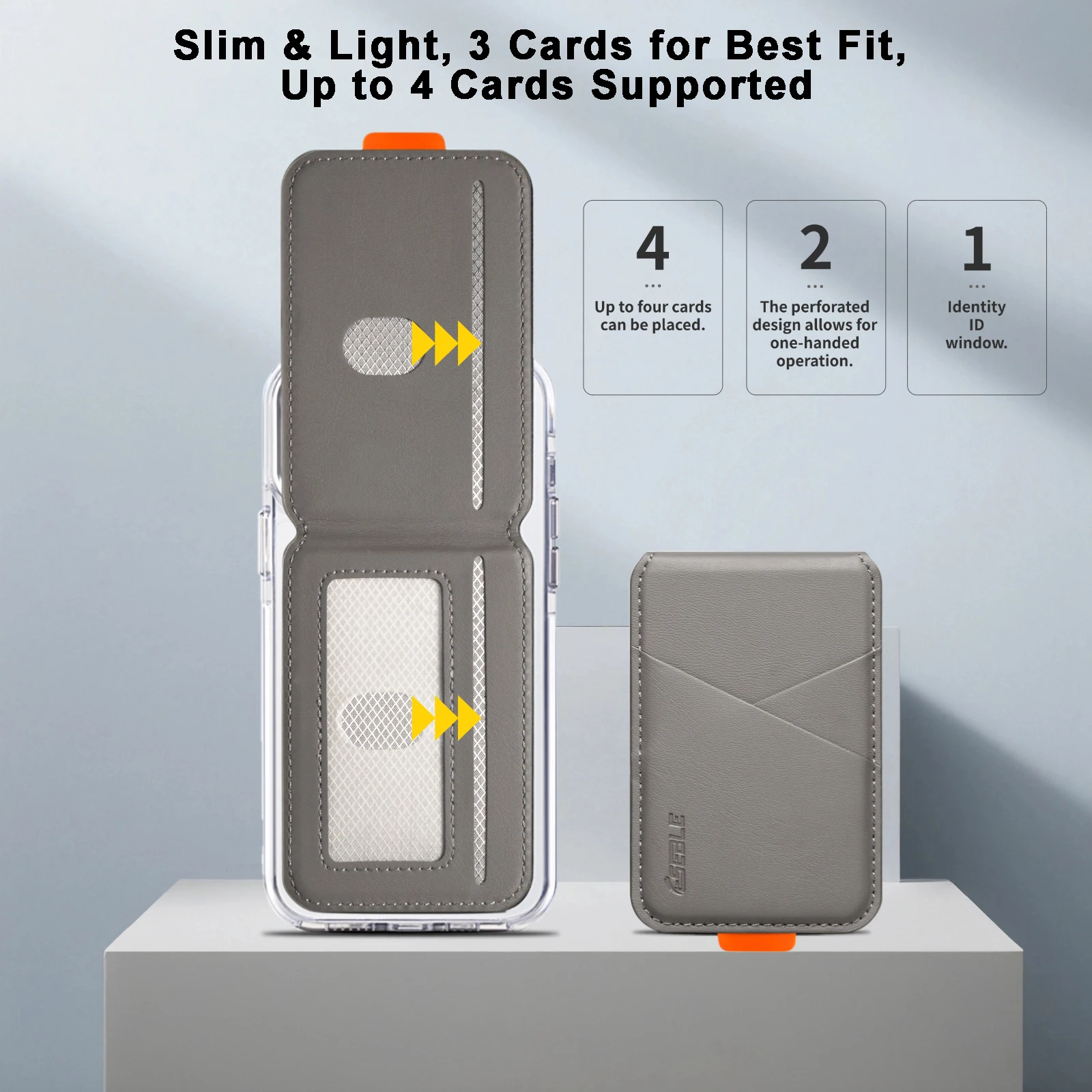 Premium PU-Leder Magnetischer Telefonkartenhalter, RFID Anti-Skimming – Bild 4