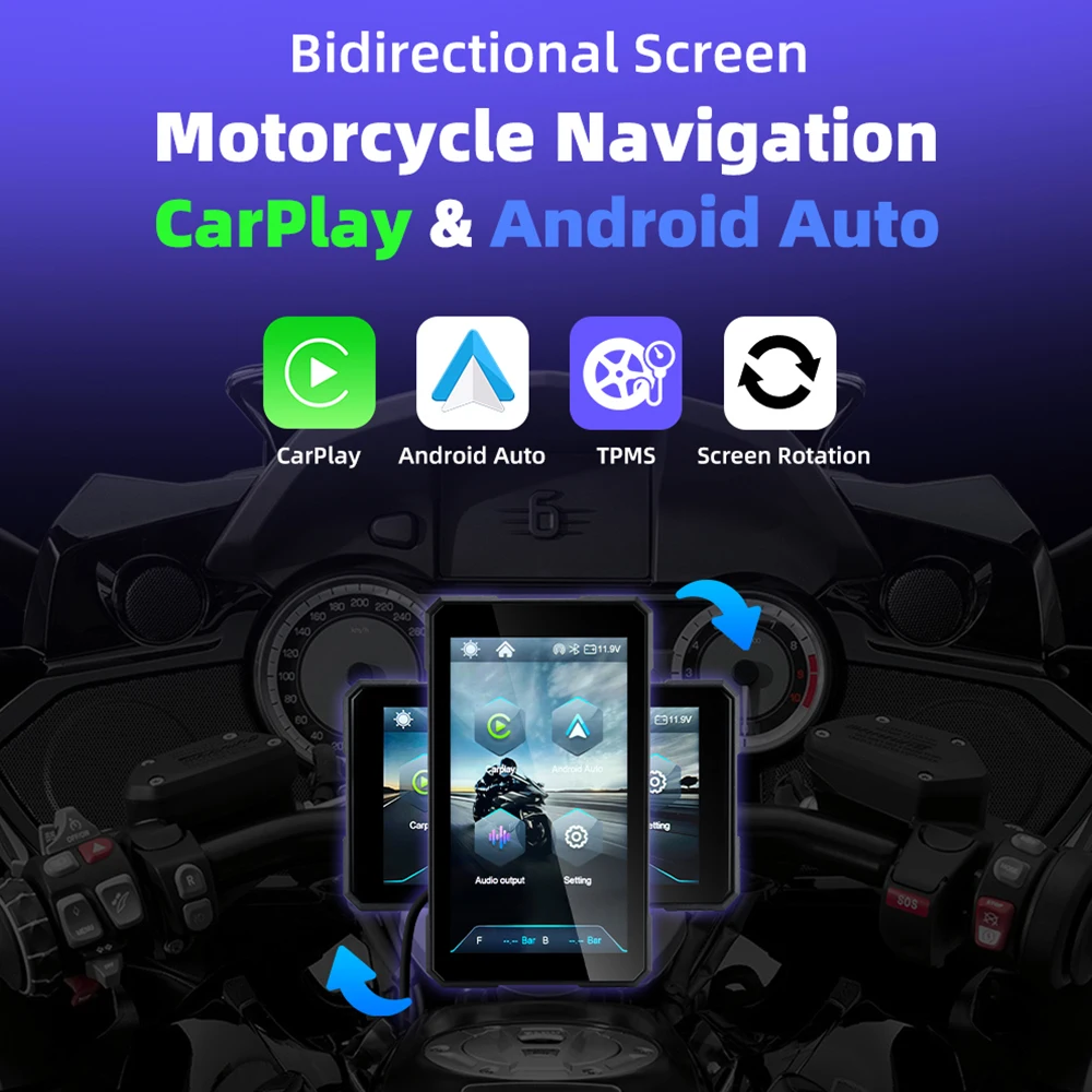 EKIY Wireless CarPlay Moto Android Auto 5,0 Zoll tragbares digitales – Bild 2