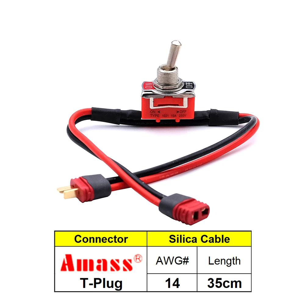 Großer Strom-Hochlastschalter AMASS XT60 XT90 T-Stecker Power ON-OFF Toggle 12/14AWG für eBike RC Flugzeug ESC