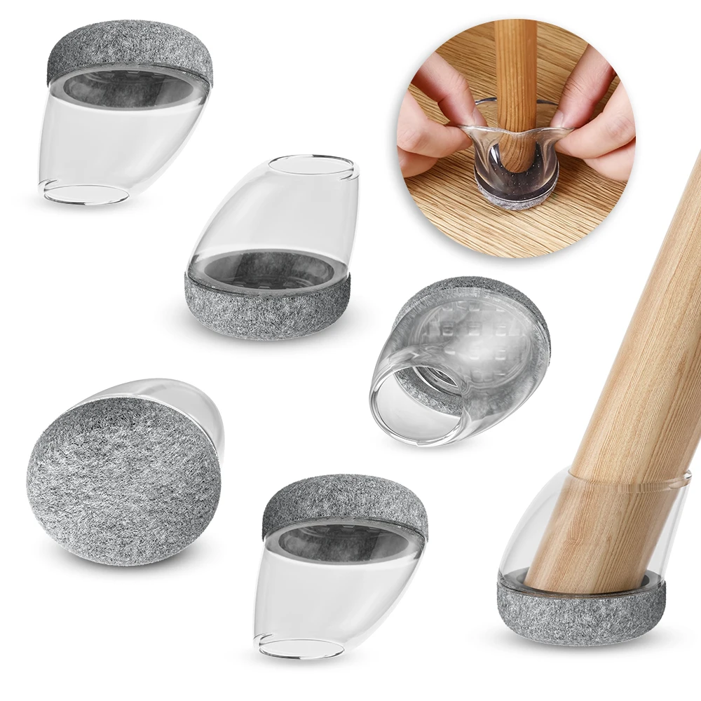 Stuhlbein-Bodenschoner, Fußabdeckung, dicke Wickel-Filzgleiter, Silikon, Möbel 15 ° -25 ° Tischfüße (8 Stück)
