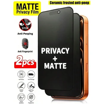 Anti-Spionage Keramik-Displayschutzfolie für iPhone 18 17 16 15 14 13 12 11 Pro Max Plus (2 Stück)