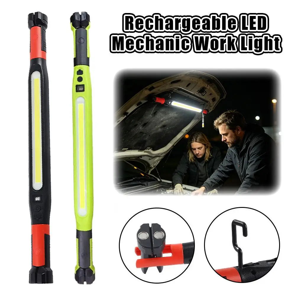 LED-Arbeitsleuchte für Mechaniker, Wiederaufladbar, Hohe Lumenleistung mit Haken und Magnetfuß, 360 Grad