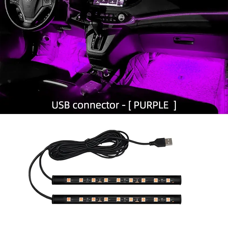 2 in 1 LED Auto Neon Licht Fuß Licht LED Innendekoration Hintergrundbeleuchtung Zigarettenanzünder USB