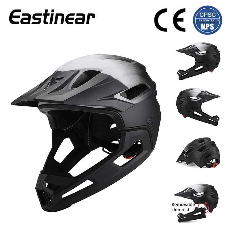 Eastinear Erwachsenen-MTB-Helm Fahrrad-Vollgesichtshelm Abnehmbarer Einteiliger Motorrad-Sicherheitshelm