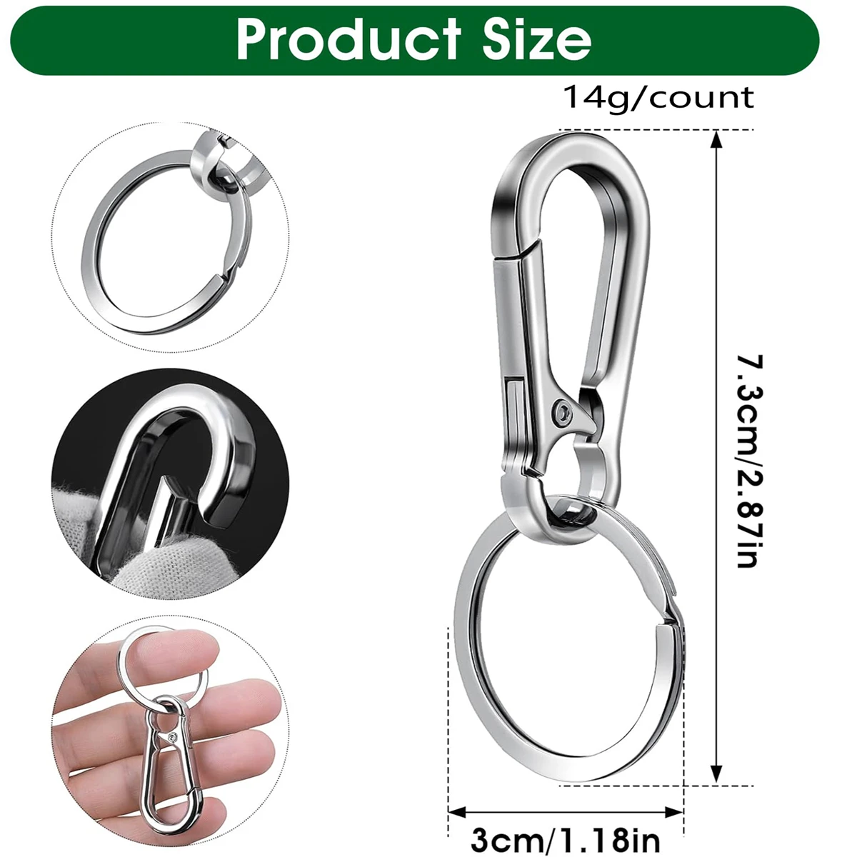 Karabiner Clip Schlüsselanhänger Metall Karabiner Form (6 Stück) – Bild 2
