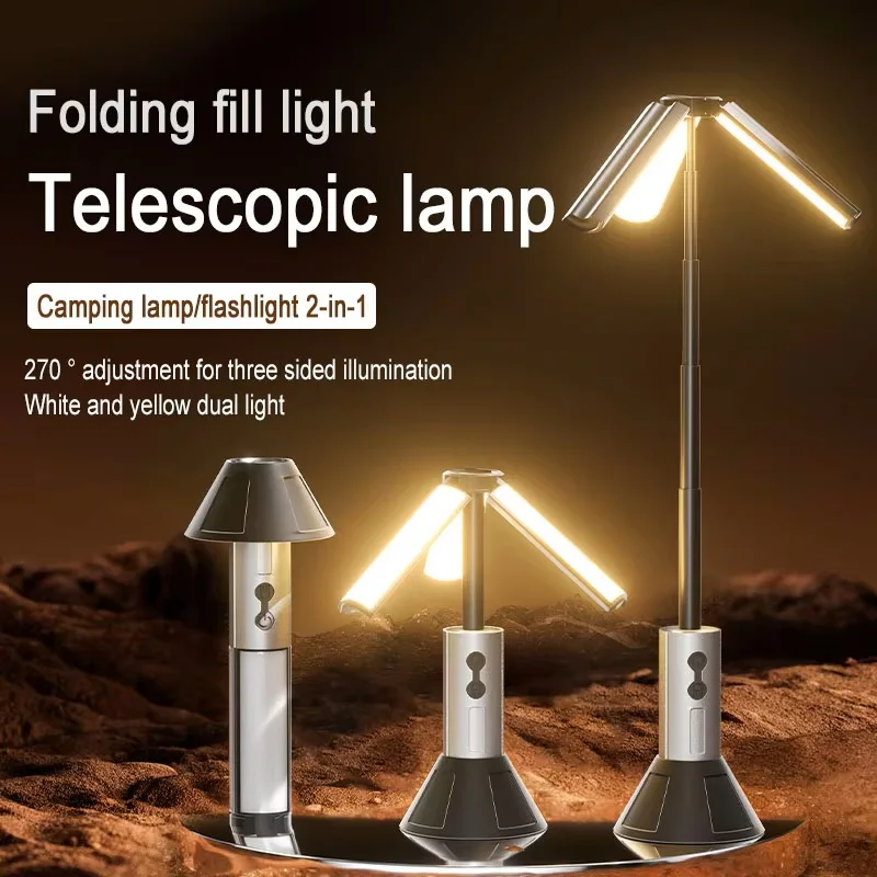 Tragbare Teleskop-LED-Taschenlampe, wiederaufladbar, zusammenklappbar, Suchscheinwerfer