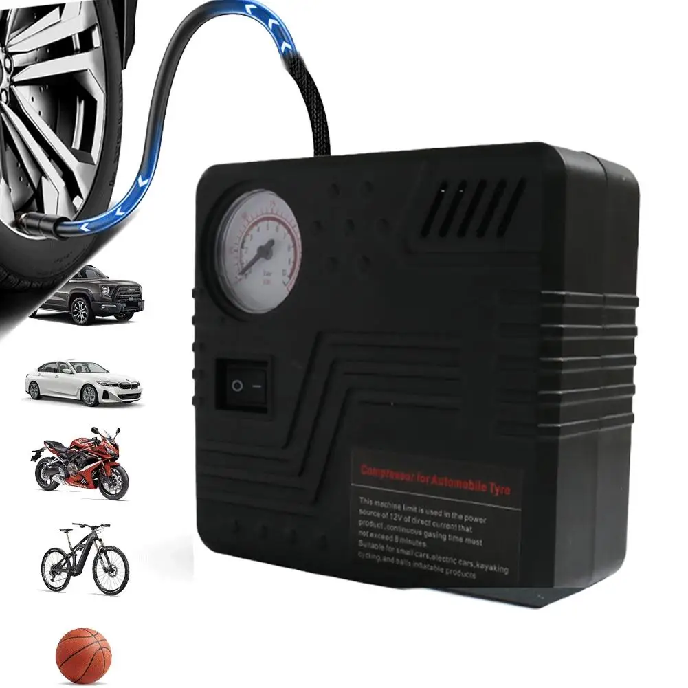 Auto-Notfallluftpumpe, Auto-Reifenfüller, DC 12 V, mit Manometer – Bild 6