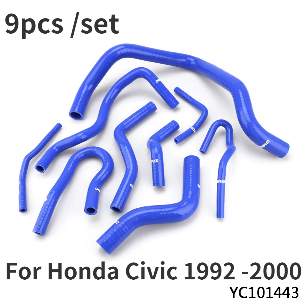 Auto-Silikon-Kühlerschlauch-Set für Honda Civic EG 92 95 D15 D16 SOHC EK 1992-1994 1995-2000 (9 Stück)