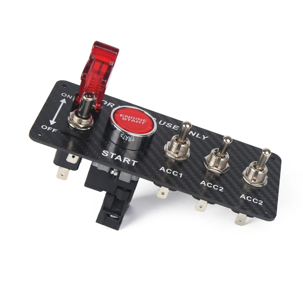True Carbon Fiber 12V Racing Auto Zündschalter Panel Motor Start Stop – Bild 3