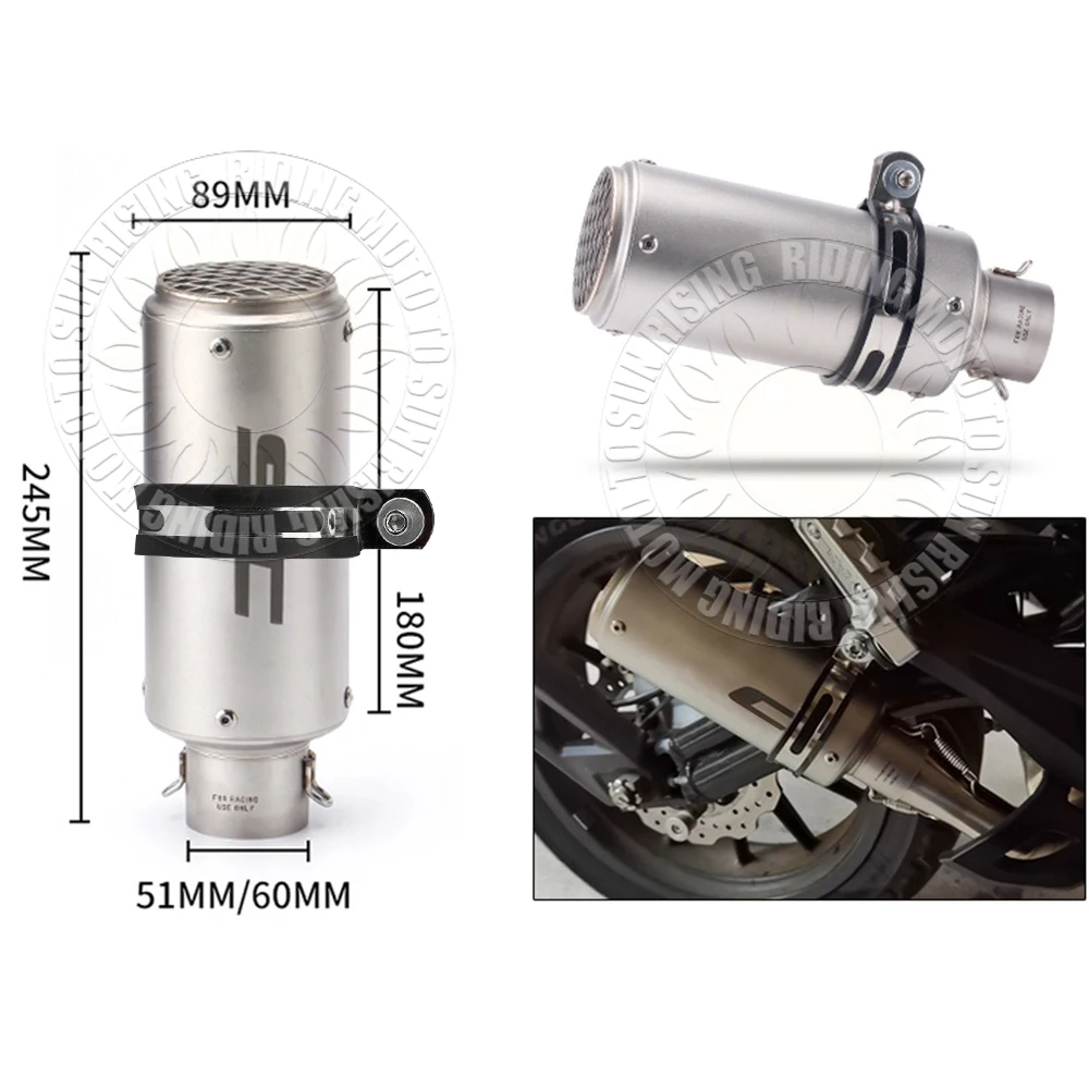 51/60/63mm Edelstahl SC Motorrad Auspuff Escape & DB Killer Für Gp – Bild 3