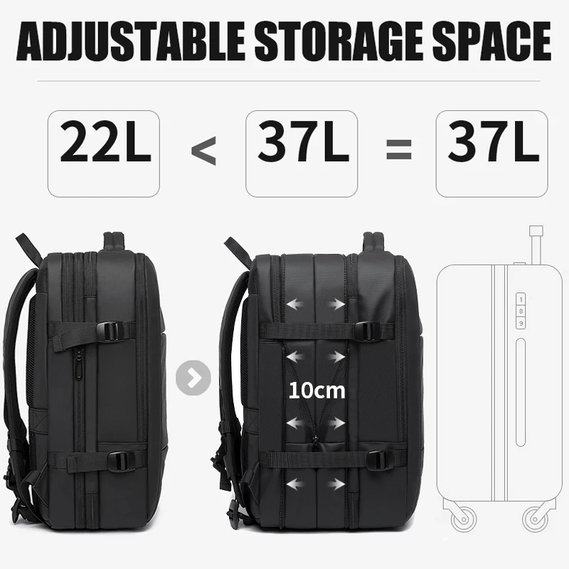 BANGE Erweiterbarer Herrenrucksack, wasserdicht – Bild 2