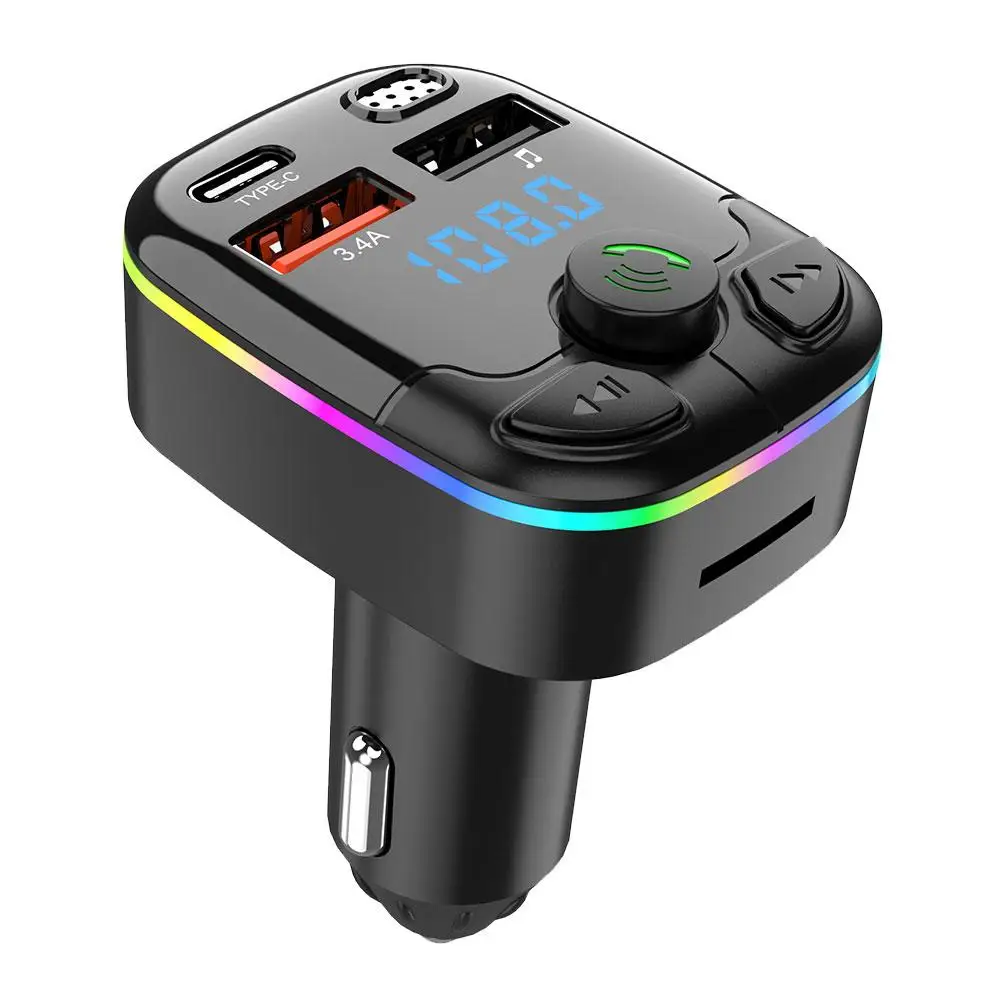 Auto Bluetooth 5.0 FM Sender PD Typ-C Dual USB 3.1A Schnellladegerät – Bild 2