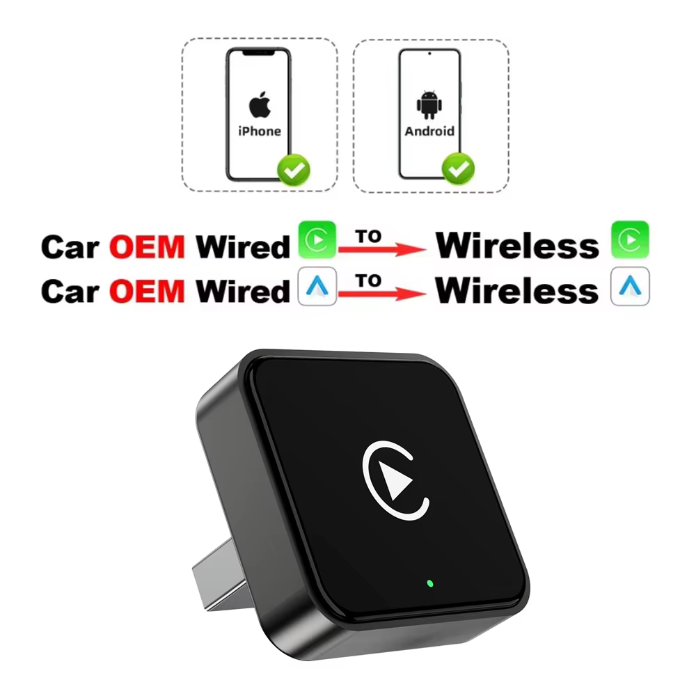 Mini 2-in-1 Smart Wireless CarPlay-Adapter, universeller Android Auto Dongle für Auto-Entertainmentsysteme