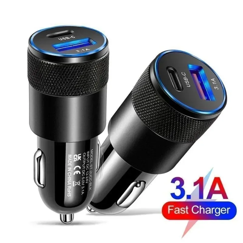 USB-C Schnell-Autoladegerät, 15W 3,1A PD Typ-C Autoadapter 2-Port – Bild 6