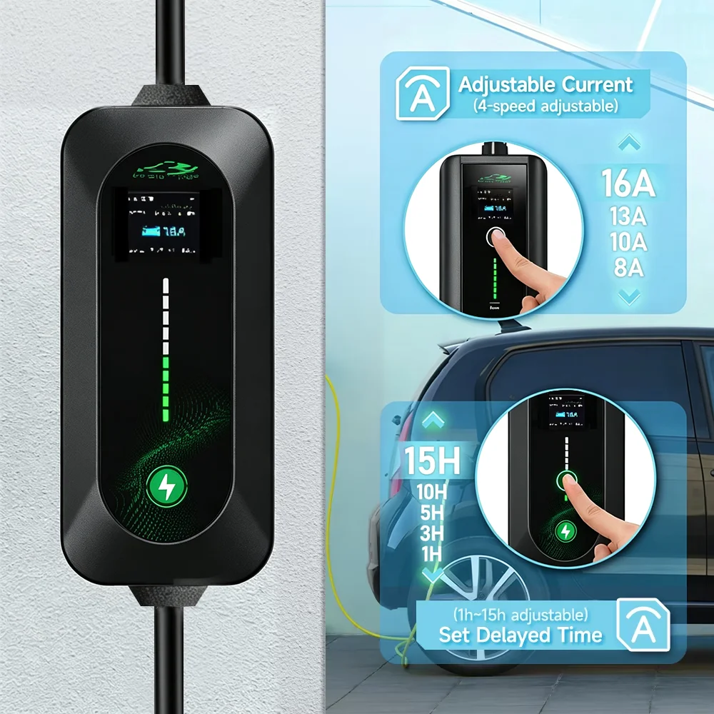 3,5 kW tragbares EV-Ladegerät mit 3m/5m/10m Kabel, Typ2 – Bild 2