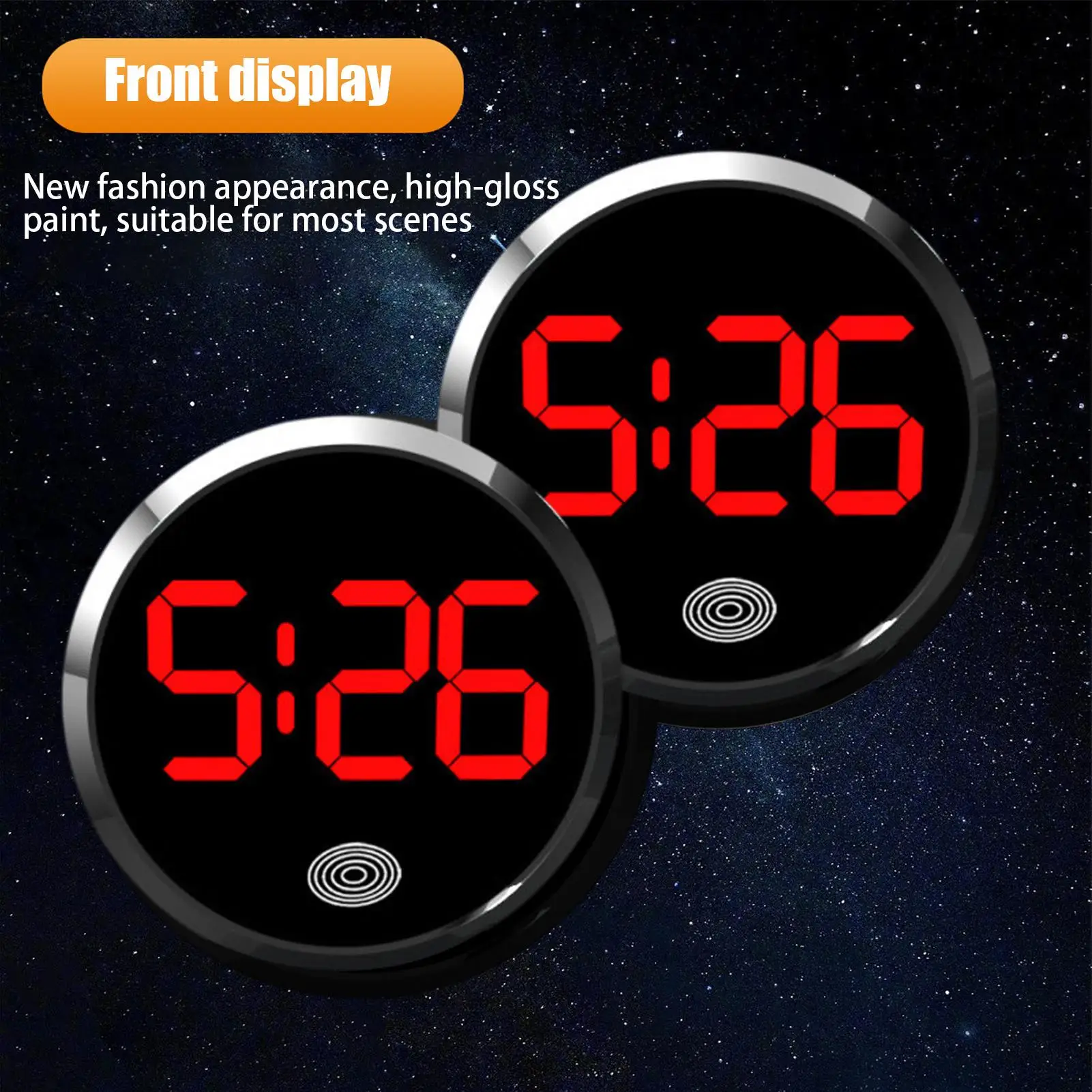 Mini-Digitaluhr für Auto, runde Automotive-Digitaluhr – Bild 4