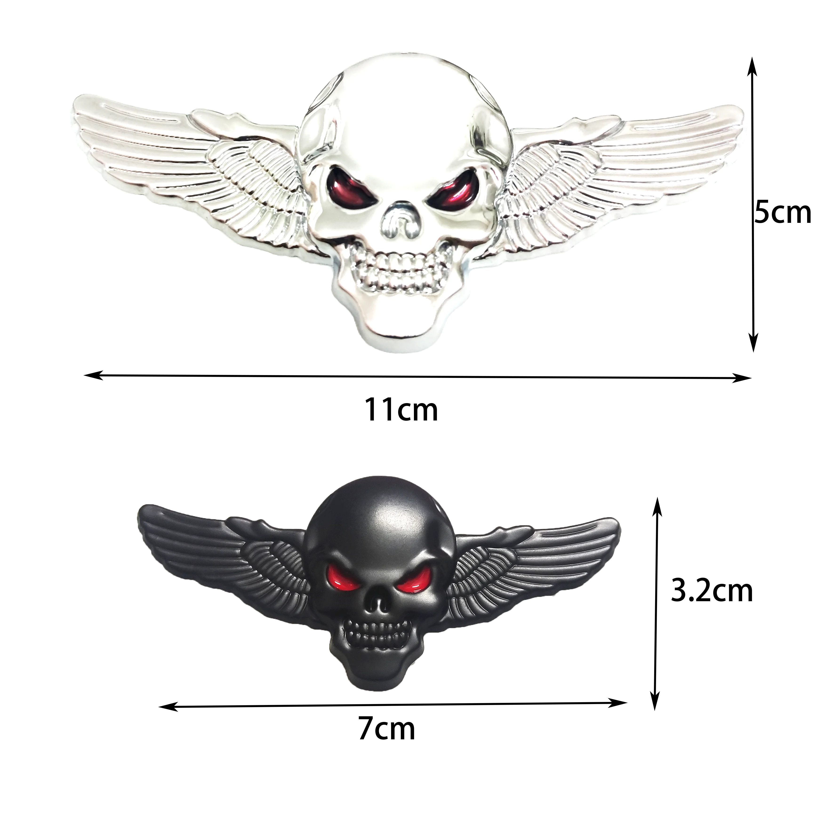Totenkopf mit Flügeln, Metallaufkleber für Motorräder - universell – Bild 6