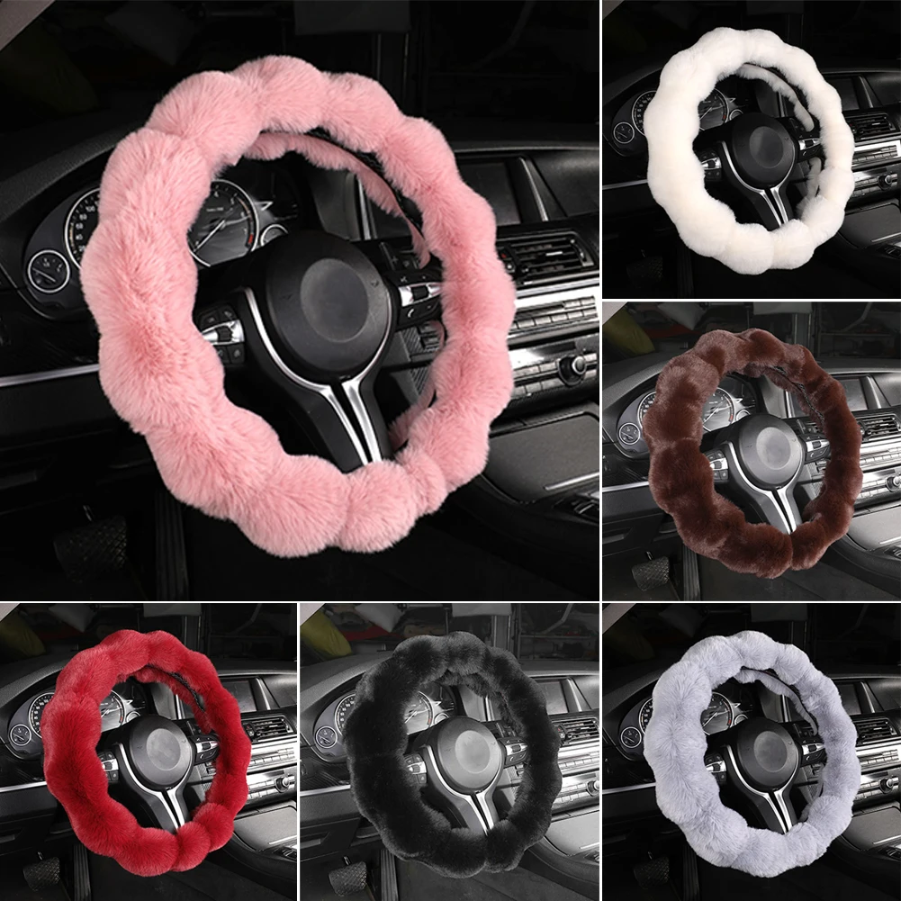 Winter Warmer Weicher Flauschiger Plüsch-Lenkradbezug Rutschfester Schutz für Auto- und Motorradlenkräder