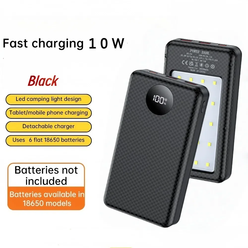 Powerbank-Gehäuse für 6× 18650 Akkus, 22,5 W und 15 W kabellos
