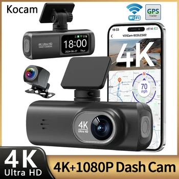 Dash Cam 4K UHD für Auto Kamera Vorne Hinten Dual Objektiv Mit GPS WiFi 24h Parkmodus Nachtsicht Auto DVR
