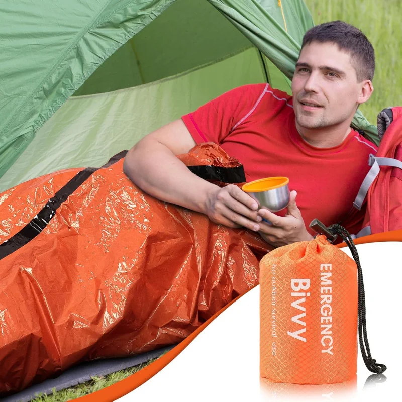 Notfall-Schlafsack, Überlebensdecke, Thermo-Mylar-Biwaksack, leichter – Bild 2