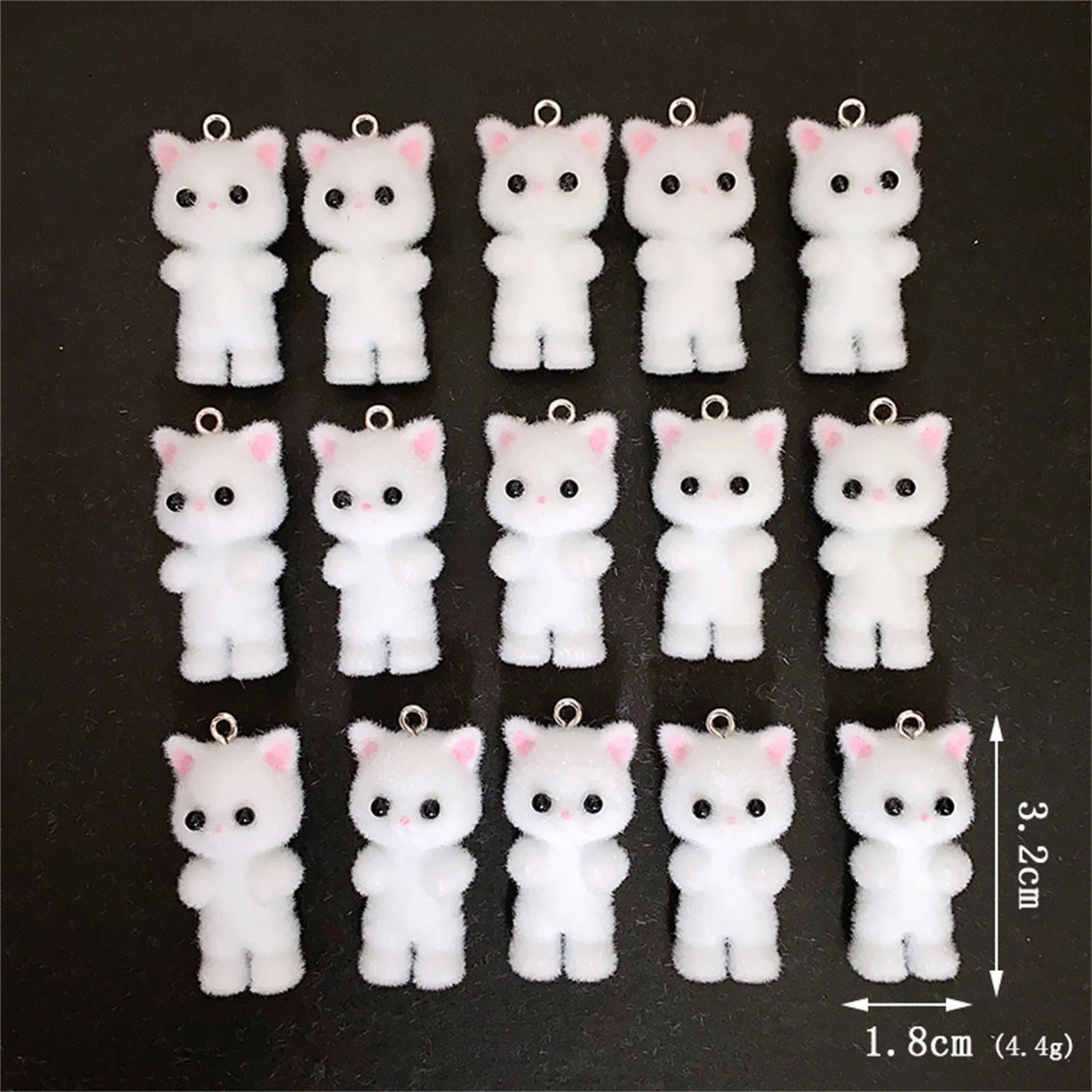 Beflockungsanhänger Kawaii Katze Tieranhänger für Schlüsselanhänger Halskette Anhänger DIY Handwerk (2 Stück)