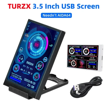 3,5-Zoll-IPS-Typ-C-Sekundärbildschirm für Computer, CPU, GPU, RAM, HDD-Display, 320 x 480, USB-LCD-Monitor