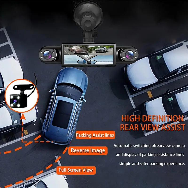 Saker 4-Kanal Dashcam für Autos 4K Vorne 1080P Innenraum Rück – Bild 4