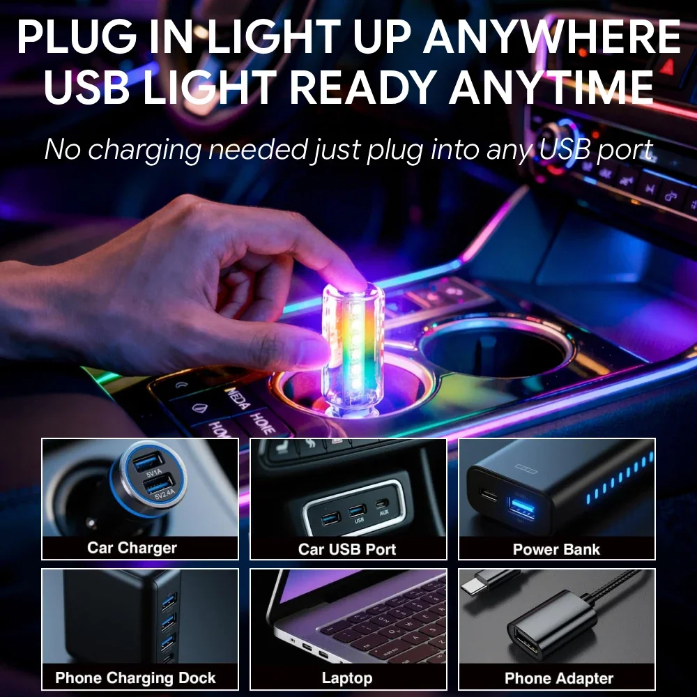 RGB-LED-Umgebungslicht, 13 Modi, Plug-and-Play, USB, Auto-Innenraum – Bild 5