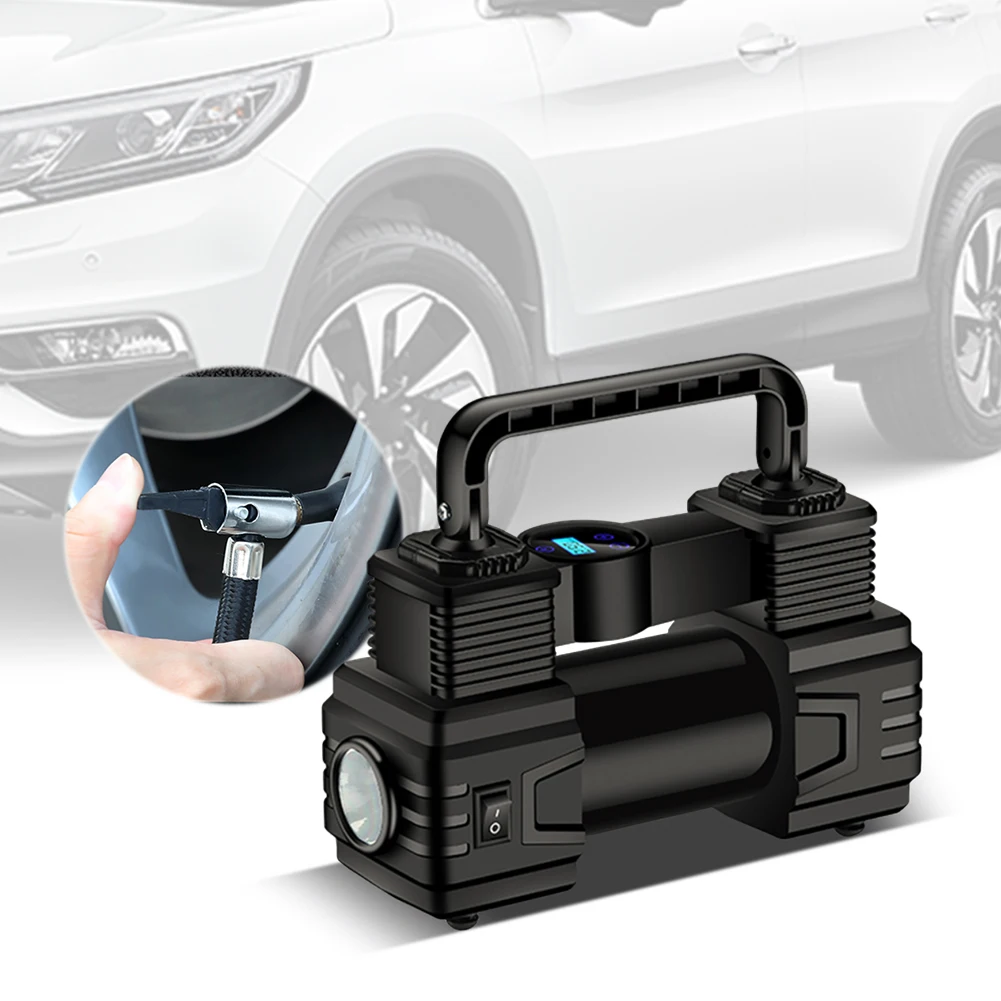 12v 150psi Mini-Luft kompressor Zweizylinder-Hochleistungs-Reifen füller mit LED-Licht Auto elektrische