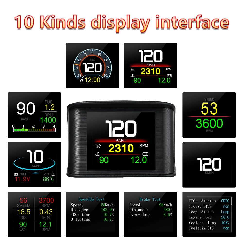 HUD OBD2 + GPS Bordcomputer Head-up-Display Auto Drehzahlmesser Turbo – Bild 5