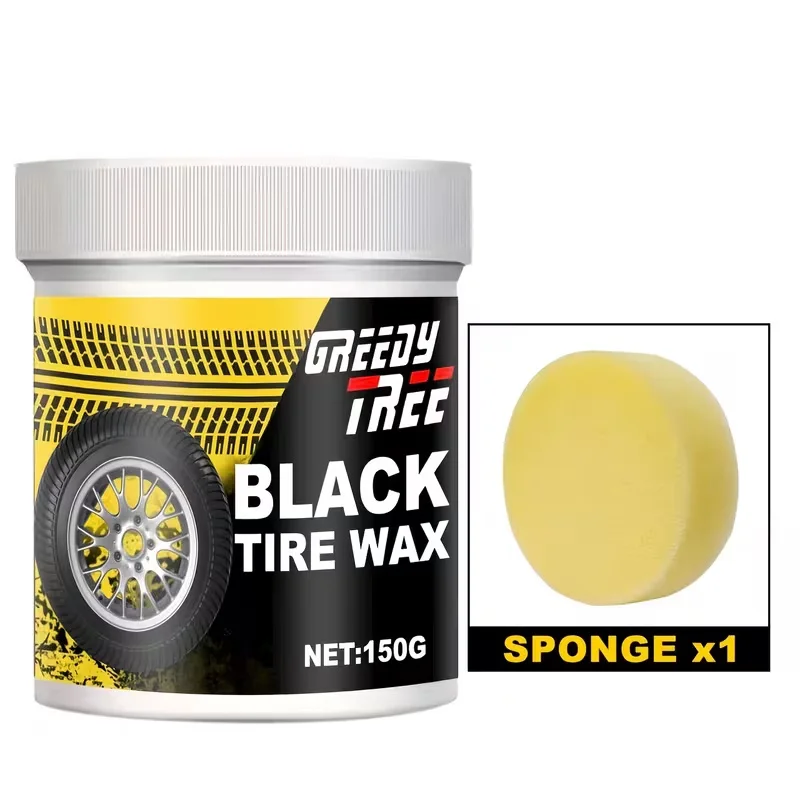 Schwarzes Reifenglanzwachs 150g, Langanhaltende Glanz-Reifenschutzcreme, Auto-Gummireifen-Restaurierer-Politur